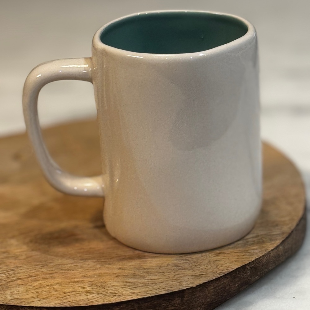 Rae Dunn By Magenta "FRIEND" Coffee Mug with Teal Blue Interior - Picture 2 of 4